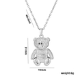 Sparkling silver teddy bear pendant necklace with full cubic zirconia on a steel chain - Silver