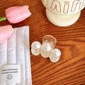 Elegant transparent resin hair claw clip with three large pearls on a wooden desk - No. 21 Three Pearls Small 5cm