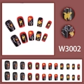 Press-on nails featuring red and black gradient with Papua New Guinea bird of paradise design - W3002 (Glue Style)