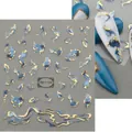 Blue and gold marble nail stickers with metallic fluid liquid art design for nails - TH-1114 (Blue & Gold Marble Pattern)