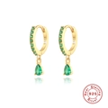 Boucles d'oreilles luxe en argent 925 avec zircon émeraude vert et placage en or 18k - Or - Zircone vert