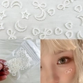 Adesivi di perle bianche a forma di cuore e fiocco per trucco Lolita e decorazione occhi - Perle Irregolari Bianche (50 Pezzi)