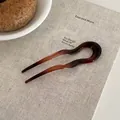 Épingle à cheveux en U en résine acétate avec dégradé ambre élégant pour chignons - Écaille de Tortue - Style Géométrique