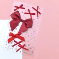 Red satin bow with aurora rhinestones set for decorative fairy eye makeup styles - Red Satin Ribbon Bows (BJA-643)