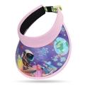 Pink and purple kids sun visor with 3D cartoon astronaut and space exploration theme - Adjustable / Light Purple