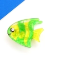 Cute tropical fish hair claw made of green and yellow acrylic resin with rhinestone eye - Green Fish