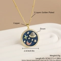 18k gold plated brass celestial necklace with zircon stars, moon and saturn charms - Gold Plated Star Moon Multi Zirconia (NT11-10)