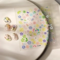 3D-geprägte Gänseblümchen Nagelaufkleber in Macaron-Farben mit 5 Nagel-Beispielen - Frischer Gänseblümchen-Buchstaben-Stil (CO-253)