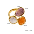 14K vergoldeter Titanring mit lilafarbenem Birnen- und orangefarbenem Zirkonia-Stein - Mehrfarbig 12