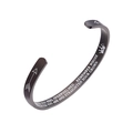 Adjustable black stainless steel open bangle featuring engraved inspirational quote - Daughter Black (B1004)
