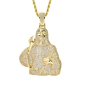 Hip hop 18K gold plated Jesus pendant necklace with shimmering zircon stones and twist chain - Stainless Steel Rope Chain/60cm / Gold