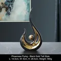 Modern black and gold ceramic Phoenix in Flight ornament for living room decor - Phoenix Flight - Black Gold High