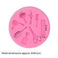 Stampo in silicone rosa per fondant con asciugacapelli, pettine e forbici da 8x8x1cm - Rosa