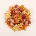 Autumn candle ring wreath featuring vibrant orange maple leaves and yellow berries - Maple Leaf Hydrangea Candle Wreath / Without Candle