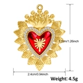 Gold-plated sacred heart pendant with red enamel, cross and cubic zirconia stones - A0031 Sacred Heart w/ Cross