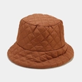 Close-up of caramel quilted bucket hat with classic diamond stitching and puffy texture - Tan / M (56-58cm)