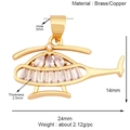 Golden helicopter pendant made of brass with zircon inlay and detailed size measurements - K728662-Sparkly Helicopter