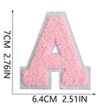 Toppa ricamata lettera A in ciniglia rosa alta 7cm per decorazione di abbigliamento fai da te - Lettera singola A / Rosa