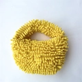 Fuzzy plush handbag in lemon yellow marshmallow texture with soft top handle for winter - Yellow