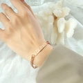 Pulsera de cadena cubana en oro rosa con colgante Smile para hombre y mujer - Oro rosa