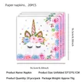 Tovaglioli a tema unicorno per festa di compleanno set da 20 pezzi misura 33x33cm - Tovaglioli