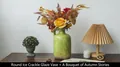 Europäische Vintage-Keramikvase mit grüner Eis-Crackle-Glasur und herbstlichem Strauß - Runde Craquelé-Vase mit Herbst-Themen-Set