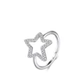 Ring aus S925 Sterlingsilber mit mikroverzierten Kristallen im Stern-Design, Weißer Grund - US-Größe 5 / 925er Silber