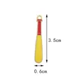 Red and yellow enamel baseball bat charm in alloy with golden trim, size 3.5cm by 0.6cm - Baseball Bat
