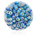 Blaue Resin-Perlen mit Tintenmalerei und Metallkern für DIY-Schmuckherstellung - Königsblau Mehrfarbig
