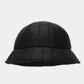 Detail view of the black quilted texture and soft padded fabric on the winter bucket hat - One Size / Black