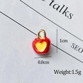 Red heart apple charm in gold alloy with oil drip finish, 1cm height for DIY jewelry - Heart Apple