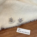 Detailed close-up of silver zircon snowflake earrings with elegant curved pearls - 8# Silver Earring Post - Silver