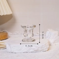 Mini vintage glass candle holder with carved texture for tea lights 5.8cm tall - Hexagonal Glass Candle Holder