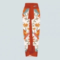 Floral print wrap skirt with tropical parrot design and bright orange waist tie - One Size / Single White Red Flower Sarong