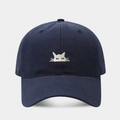 Gorra de béisbol azul marino con bordado de gato blanco y estructura de seis paneles - Azul marino