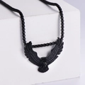 Pendentif aigle vintage pour homme en acier inoxydable noir avec chaîne à billes - Avec chaîne / Noir