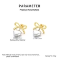 Detail view of two-tone bow heart earrings with dimensions 19x12mm in stainless steel - Bow Knot Heart Pendant (KE115953-KFC)