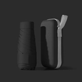 Portable flat folding umbrella in black with matching protective hard zipper case - Flat 6-Fold Umbrella + Cloth Sleeve / Night Black