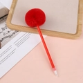 Close-up of a creative red pom-pom ballpoint pen on a pink background for writing - 0.5mm / Rose Red
