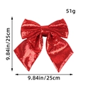 Sparkly red sequin Christmas bow decoration, 25cm large size for festive tree ornaments - Red