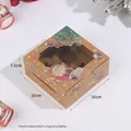 Caja navideña para cupcakes de papel kraft con ventana transparente y estampado festivo - Caja De Navidad Mediana Kraft Con Ventana