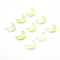 Detailed view of ten green gradient crescent moon glass charms for jewelry making - Gold Powder Green Gradient