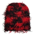Fashionable red and black knitted camo beanie with a unique distressed fringe texture - 2# Red Camouflage