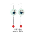 Spooky blue eyeball dangle earrings with red blood veins and beads for Halloween - Evil Eye 2 Green
