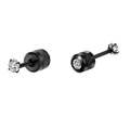 Set of black stainless steel stud earrings featuring brilliant round clear cubic zirconia - 4mm Black 1 Pair