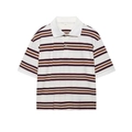 Gestreiftes Herren-Poloshirt in Weiß, Braun und Rot, Kurzarm-Design, Größe S - Weiß gestreift Kurzarm