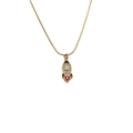Detail view of gold rocket pendant with clear cubic zirconia and enamel accents - 00416YS Style / 50CM Snake Chain
