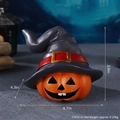 Halloween pumpkin skull in wizard hat resin figurine 12cm for holiday table decoration - Grey Magic Hat Pumpkin (Left)