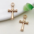 Pair of gold-finished metal cross pendants for DIY jewelry making and crafting projects - 1 Piece/Pack (11x20.6mm)