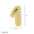Golden 18k brass bubble number 1 pendant 9.5mm height for DIY alphabet jewelry - Gold Number 1 Pendant